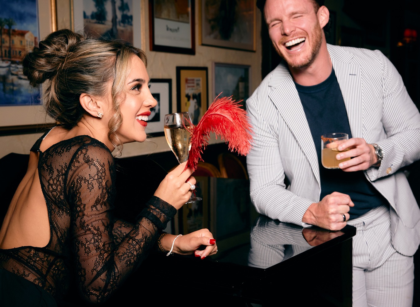 Friends sharing cocktails and laughter indoors at The Station’s Afternoon Soirée – BottomlessBrunch