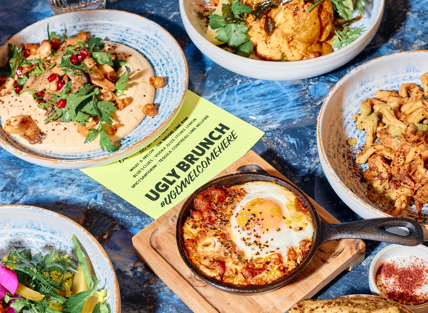 Colorful babycino brunch dishes with vibrant decor at Ugly Baby – family-friendly BottomlessBrunch